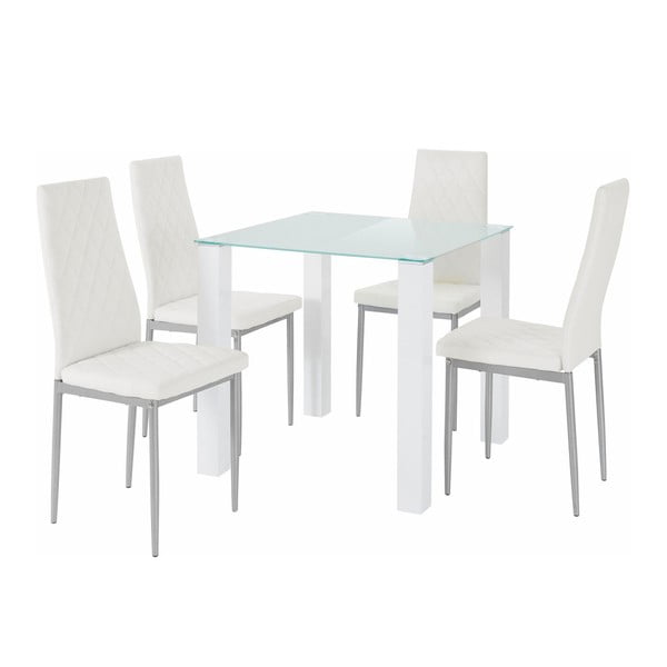 Nara asztal és 4 részes fehér szék szett - Støraa