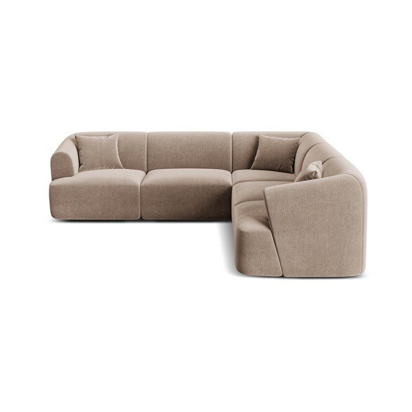 Világosbarna bársony sarokkanapé Campi – Cosmopolitan Design