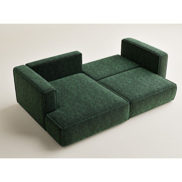 Sötétzöld zsenília kinyitható-tárolóhelyes sarokkanapé (bal oldali-heverő résszel) Velto – Maison de Rêve-image-3