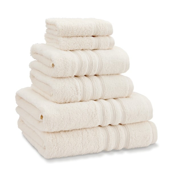 Krémszínű frottír pamut törölköző és fürdőlepedő készlet 6 db-os Zero Twist – Catherine Lansfield