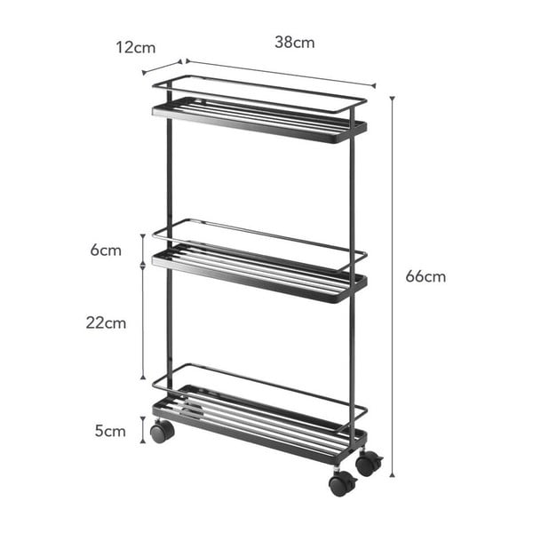 Fekete fém gurulós polcos állvány 38x66 cm Tower – YAMAZAKI-image-2