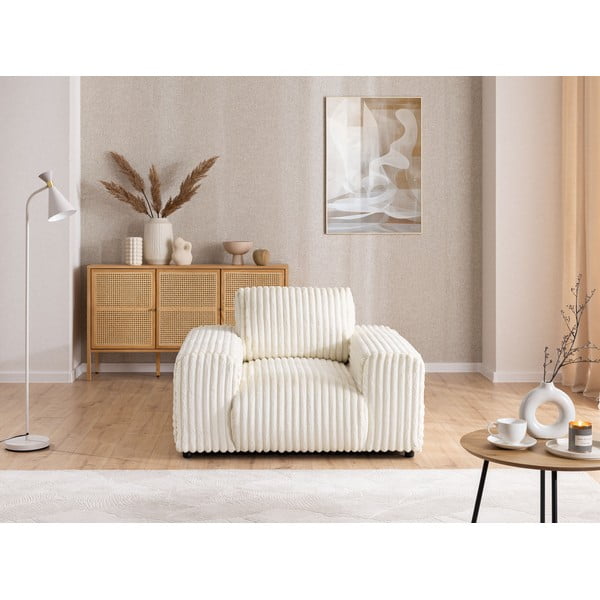 Krémszínű kordbársony fotel Justin – Ropez-image-1