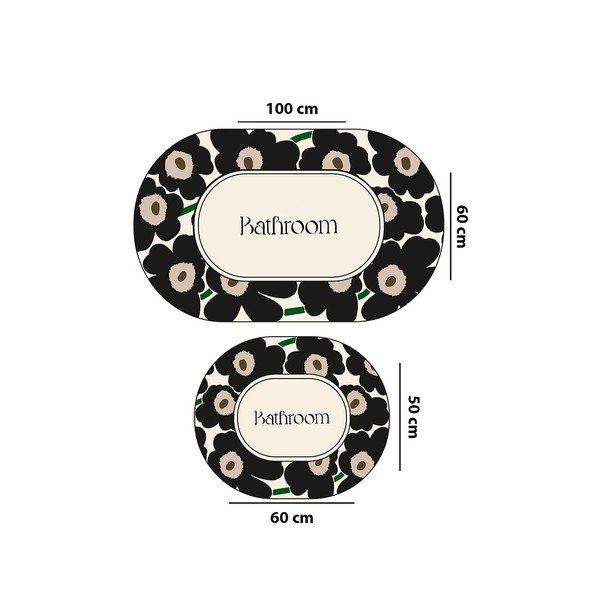 Fekete-bézs fürdőszobai kilépő szett 2 db-os 60x100 cm Oweld – Foutastic-image-2