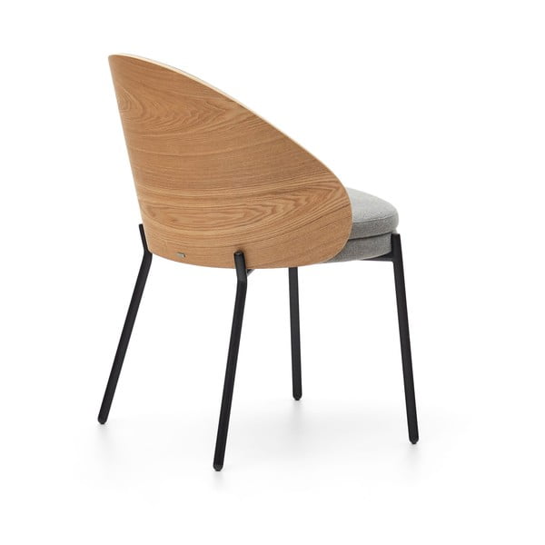 Szürke-natúr színű kárpitozott étkezőfotel Eamy – Kave Home-image-3