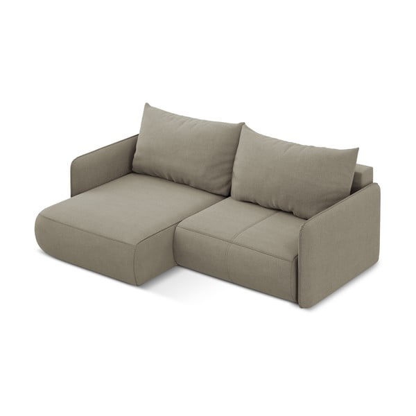Bézs kinyitható-tárolóhelyes sarokkanapé (bal oldali) Nanea – Makamii-image-4