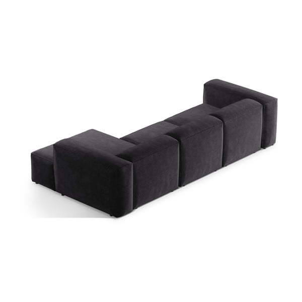 Sötétszürke kordbársony sarokkanapé (jobb oldali-heverő résszel) Bergamo – Cosmopolitan Design-image-4