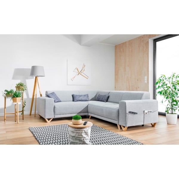 Világosszürke kinyitható-tárolóhelyes sarokkanapé (bal oldali-L alakú) Classy Sophie – Miuform-image-3
