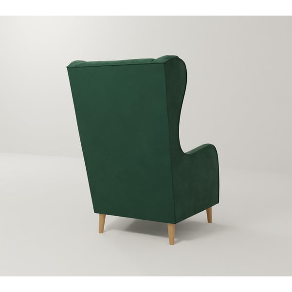 Sötétzöld bársony füles fotel Carole – Ropez-image-2
