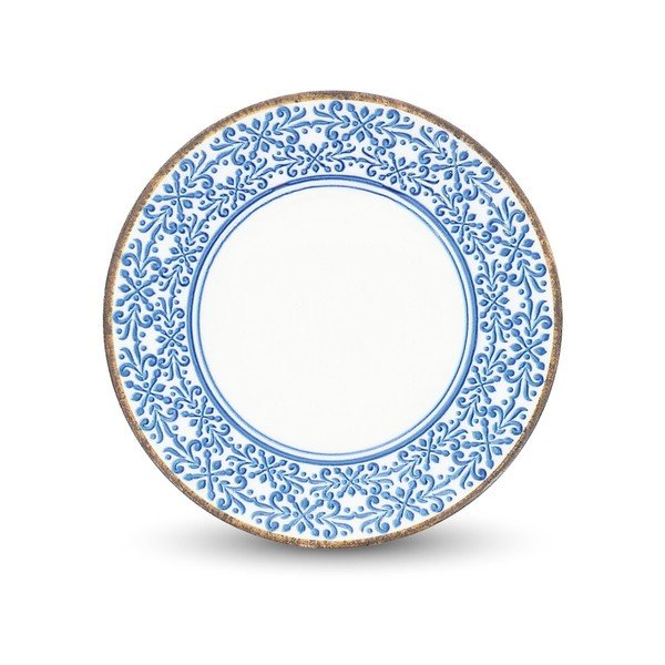 Fehér-kék desszertes porcelán tányér ø 21 cm Azul – BonBistro