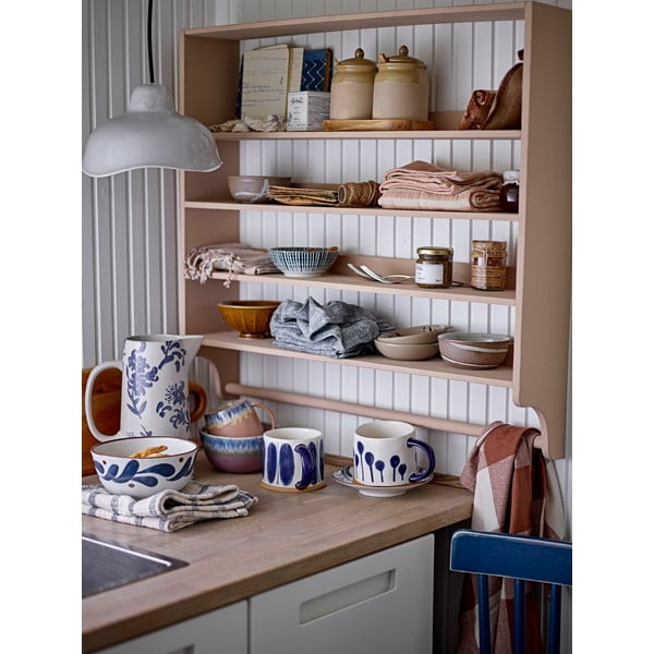 Fehér-kék agyagkerámia bögre szett 3 db-os 450 ml Linora – Bloomingville-image-2