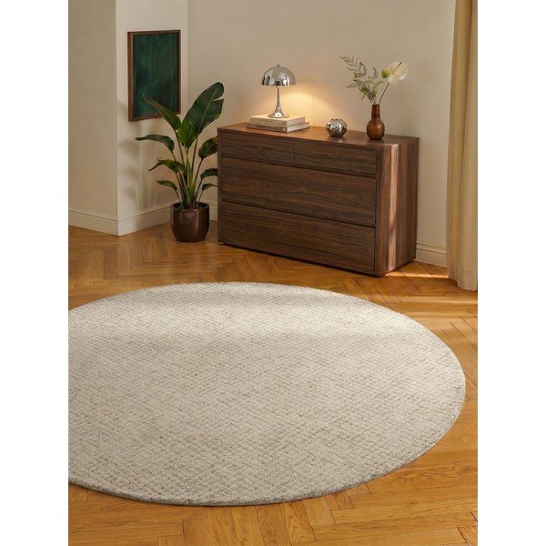 Bézs gyapjú kerek szőnyeg ø 200 cm Eloise – Hanse Home-image-1