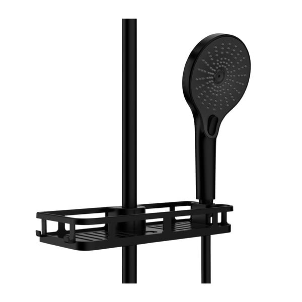 Matt fekete öntapadós műanyag fürdőszobai polc Libertà – Wenko-image-3