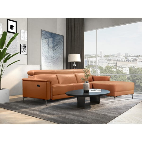 Barna bőrutánzat sarokkanapé (jobb oldali) Lund – Støraa-image-4