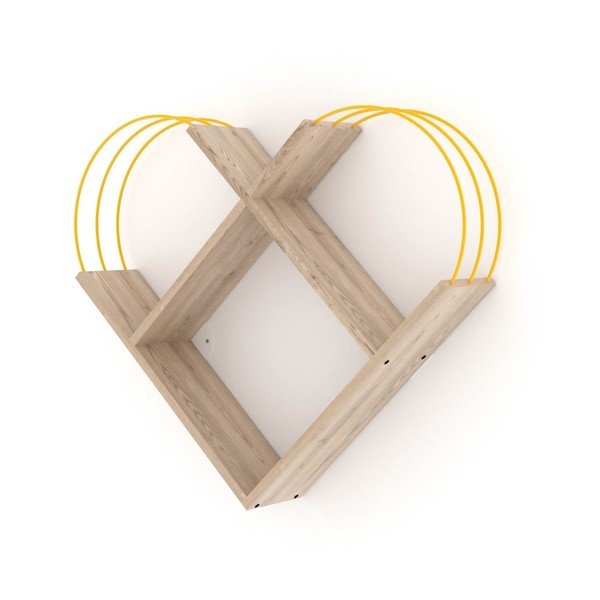 Marly tölgyfa mintás fali polc sárga részletekkel-image-3