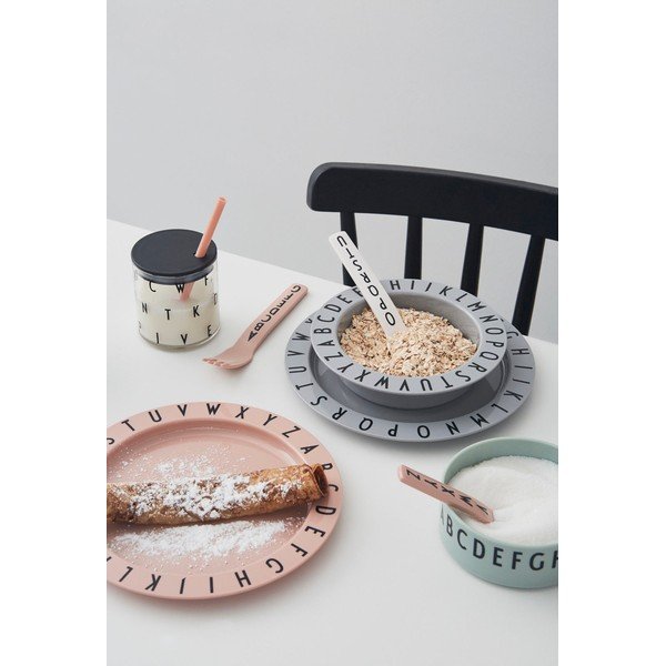 Eat & Learn szürke gyerek mélytányér, ø 15,5 cm - Design Letters-image-1