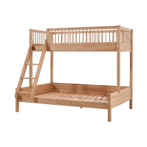 Natúr színű tölgyfa emeletes gyerekágy ágyráccsal 140x200-90x200 cm Forrest – Vipack