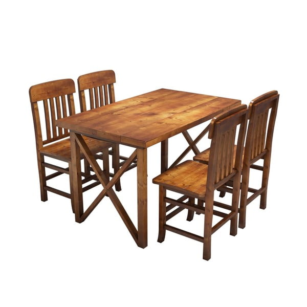 Mostar étkezőasztal és 4 szék szett borovi fenyőfából