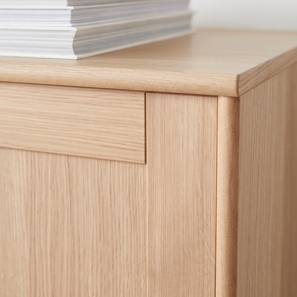 Fali tálalószekrény világítással és komód szett tölgyfa dekorral 133x136 cm Mistral - Hammel Furniture-image-3