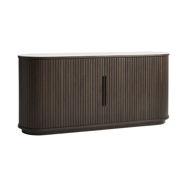 Sötét natúr színű komód kerámia asztallappal tolóajtóval 165x76x45 cm Enna – Unique Furniture