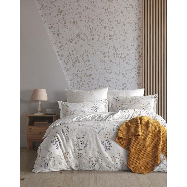 Bézs kétszemélyes-hosszabbított renforcé pamut ágyneműhuzat 240x220 cm Soft Floral – Mila Home Luxury