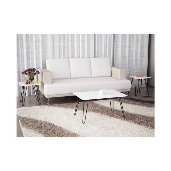 Seren 3 db-os fehér dohányzóasztal szett-image-3