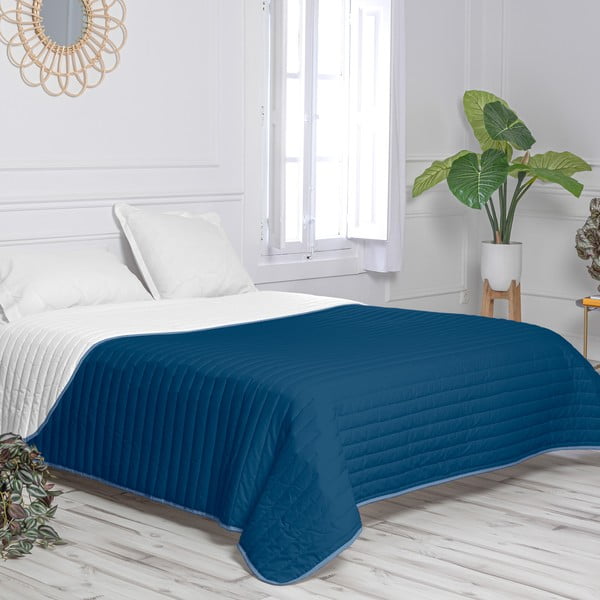 Fehér-kék pamut steppelt ágytakaró 240x260 cm Dash – Happy Friday