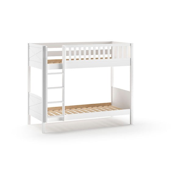 Fehér emeletes borovi fenyő gyerekágy tárolóhellyel 90x200 cm SCOTT – Vipack-image-2