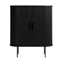 Fekete szekrény tolóajtóval, tölgyfa dekorral 100x118 cm Nola – Unique Furniture