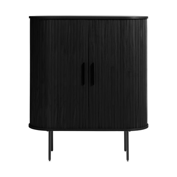 Fekete szekrény tölgyfa dekorral 100x118 cm Nola – Unique Furniture