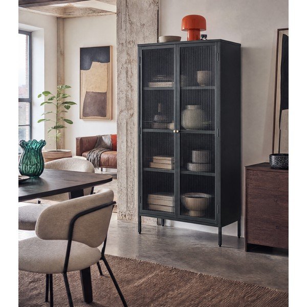 Sötétzöld fém tálalószekrény 90x190 cm Bronco – Unique Furniture-image-1