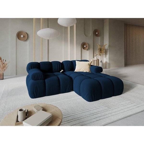 Kék bársony sarokkanapé (jobb oldali) Bellis – Micadoni Home-image-1