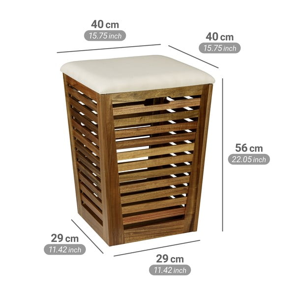 Sötét natúr színű fa szennyeskosár 55 l Fondi – Wenko-image-4