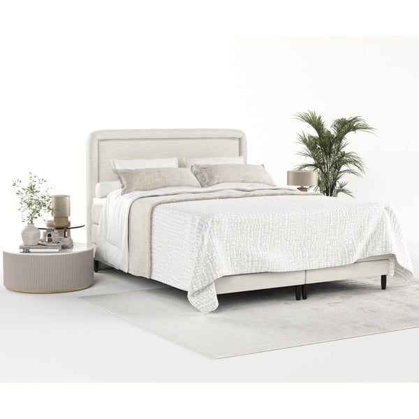 Krémszínű boxspring ágy 200x200 cm Dove – Maison de Rêve-image-3