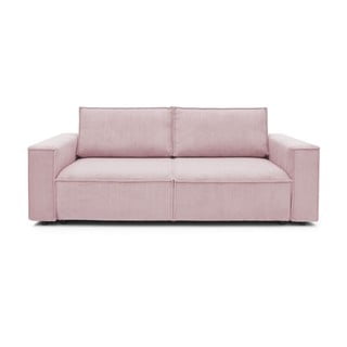 Nihad világos rózsaszín kordbársony kinyitható kanapé, 245 cm - Bobochic Paris
