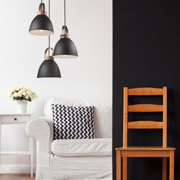 Fekete függőlámpa fém búrával ø 37 cm Danielle – LAMKUR-image-1