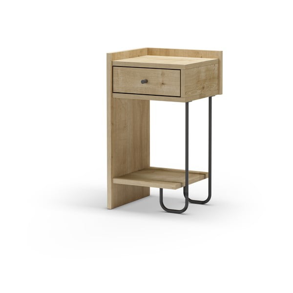 Natúr színű éjjeliszekrény tölgyfa dekorral Mercure – Marckeric-image-3