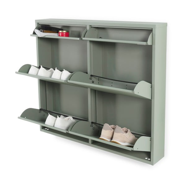 Szürkészöld fém billenő ajtós cipőtartó 98x86x15 cm Billy – Spinder Design-image-2