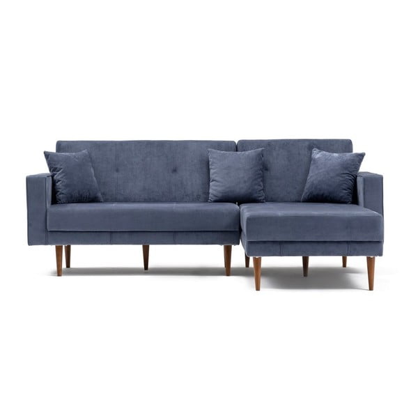 Dublin kék kinyitható kanapé, jobb oldali kivitel