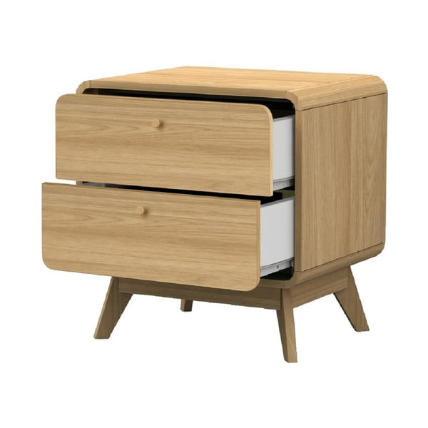 Natúr színű éjjeliszekrény tölgyfa dekorral Cassie - Støraa-image-1