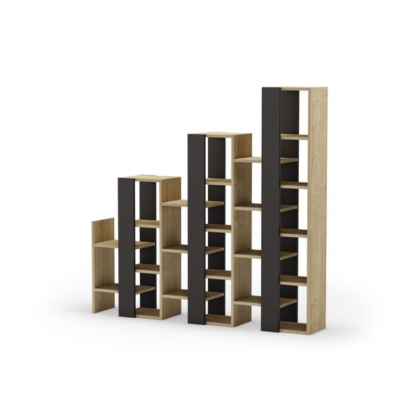 Fekete-natúr színű polcos állvány tölgyfa dekorral 158x151 cm Anissa – Marckeric-image-3