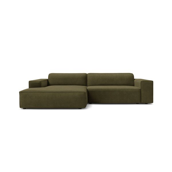 Khaki bársony moduláris sarokkanapé (bal oldali-heverő résszel) Jodie – Micadoni -image-1