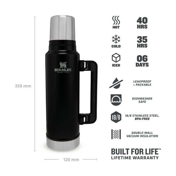 Fekete termosz bögrével 1,4 l – Stanley-image-4