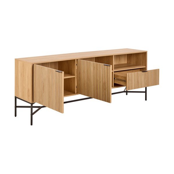 Natúr színű komód tölgyfa dekorral 180x70x40 cm Jaipur – Actona-image-2