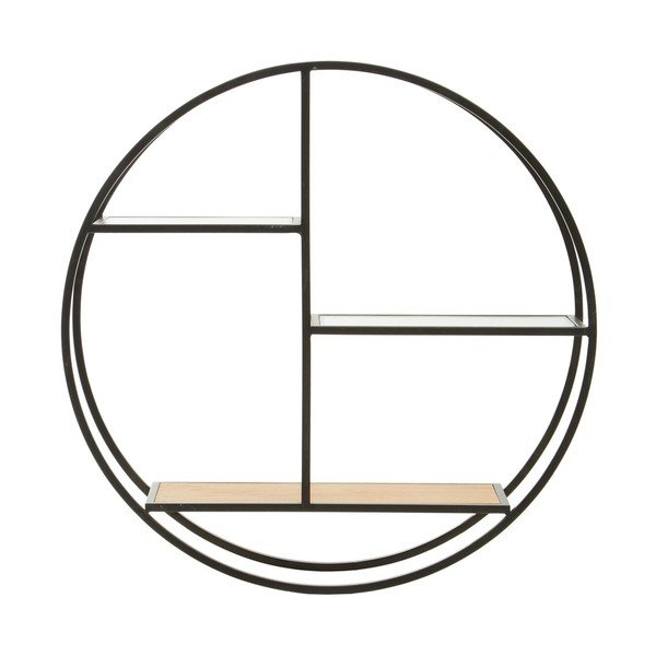 Fekete-natúr színű többszintes fém fali polc 61 cm Mataram – Premier Housewares-image-1