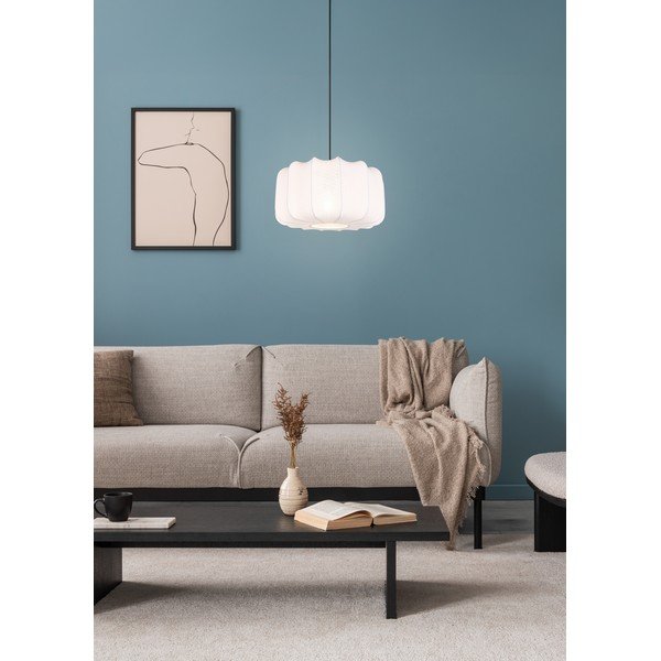 Fehér fém függőlámpa textil búrával ø 40 cm Madleine – Reality-image-2