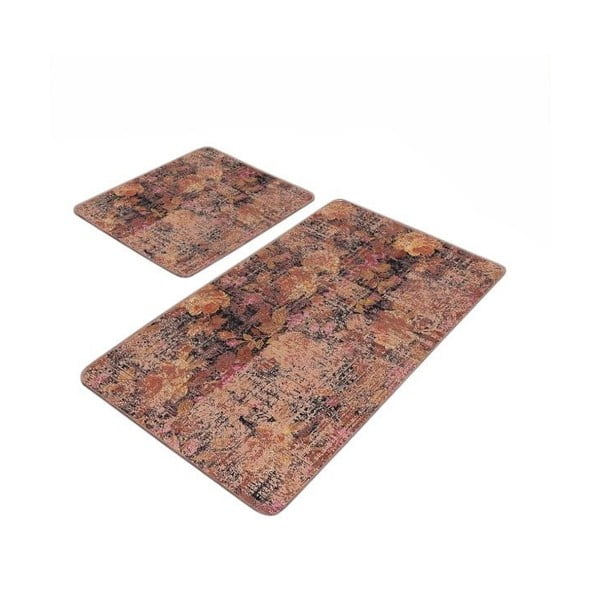 Barna bársony fürdőszobai kilépő szett 2 db-os 60x100 cm – Mila Home