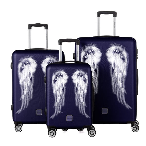 Wings 3 db-os sötétkék bőrönd szett - Berenice