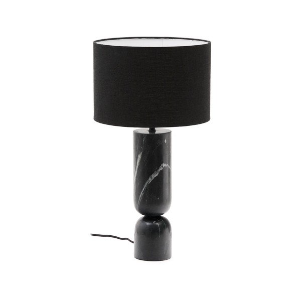 Fekete márvány asztali lámpa textil búrával (magasság 57 cm) Vex – Kave Home