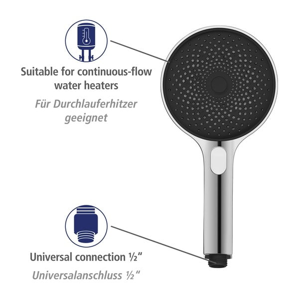 Fényes ezüstszínű rozsdamentes acél zuhanyszett 120 cm Soft Water – Wenko-image-4