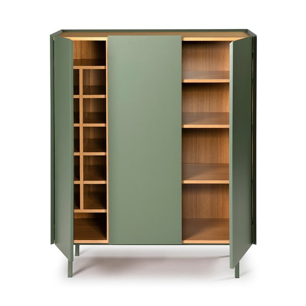 Zöld magas komód tölgyfa dekorral 95x120 cm Arista – Teulat-image-3